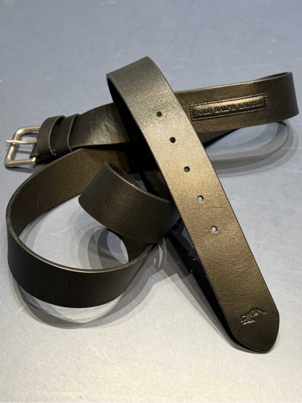 NEW Black Leather Men's Belt by Polo by Ralph Lauren Size 54/135